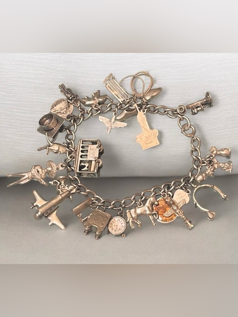 Vintage Silver-Tone Charm Bracelet - Silver